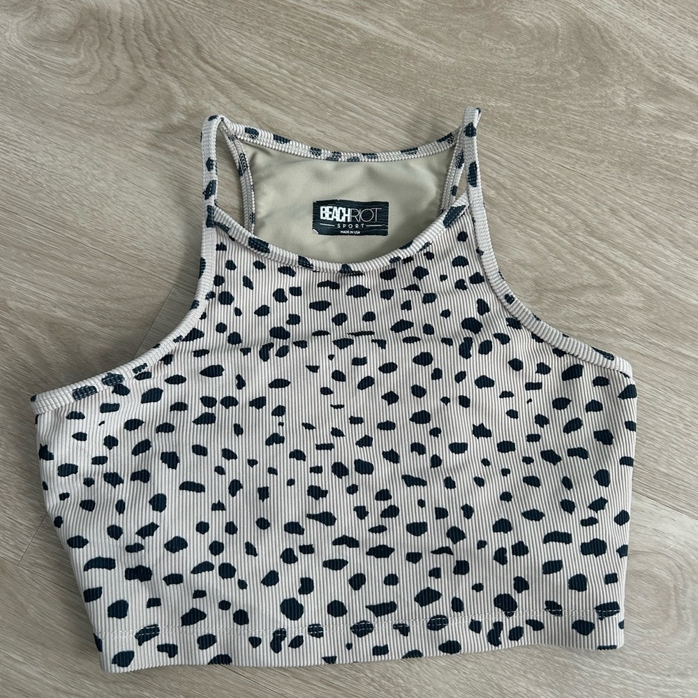 Beach Riot White Cream Sleeveless Crop Sports Bra/Tank Top